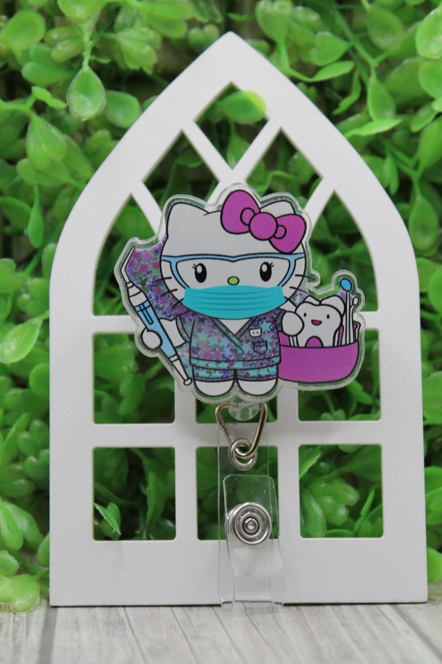Dentist/Hygienist Shaker • Badge/ID Holder with Alligator Clip