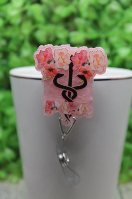 PCA Pink Floral Badge/ID Holder Reel