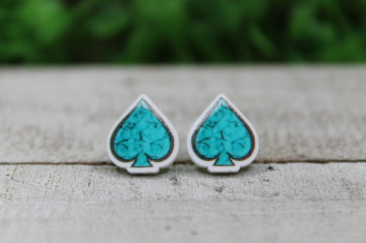 Turquoise Spade Stud Earrings