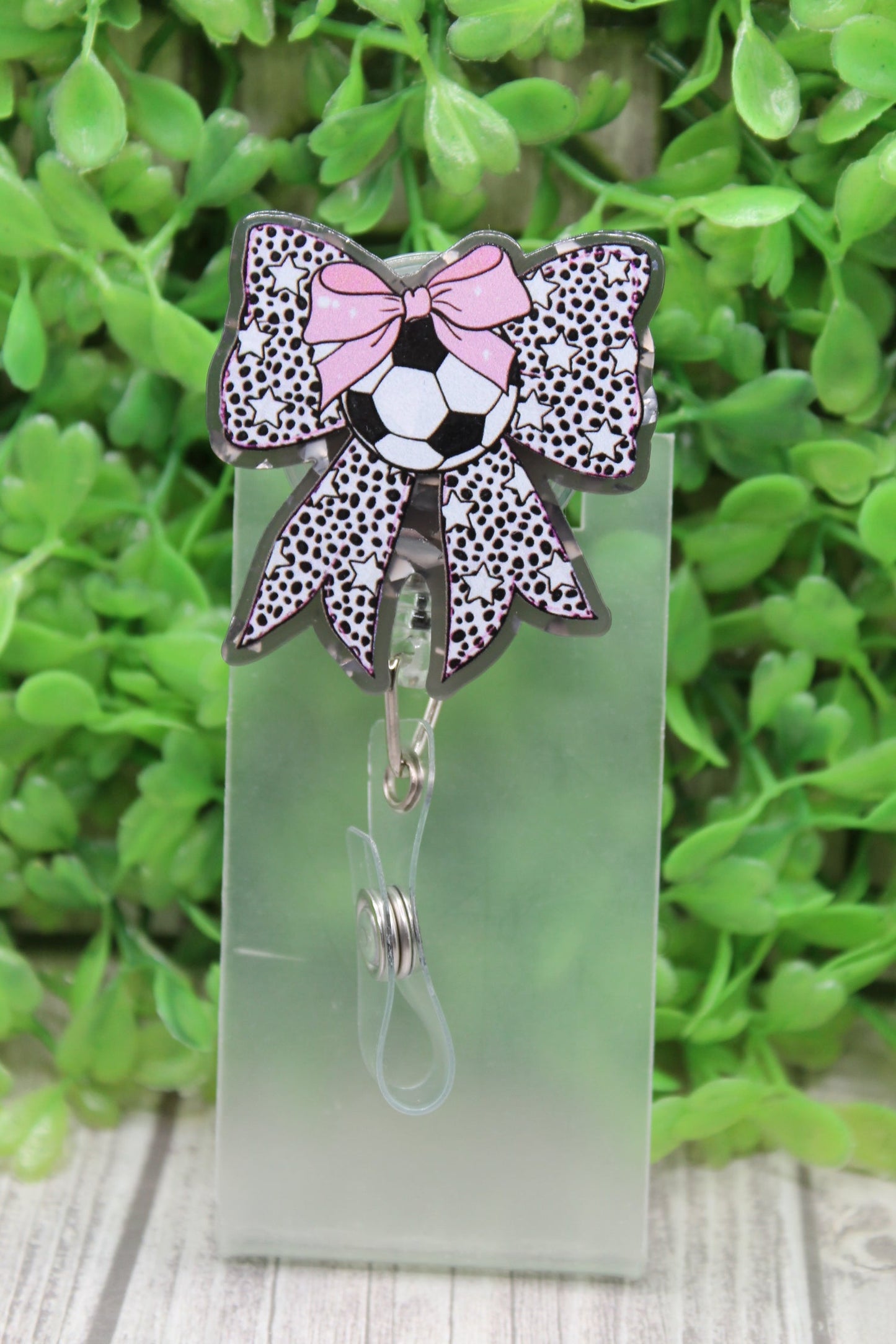 Soccer Bow Badge/ID Holder Reel