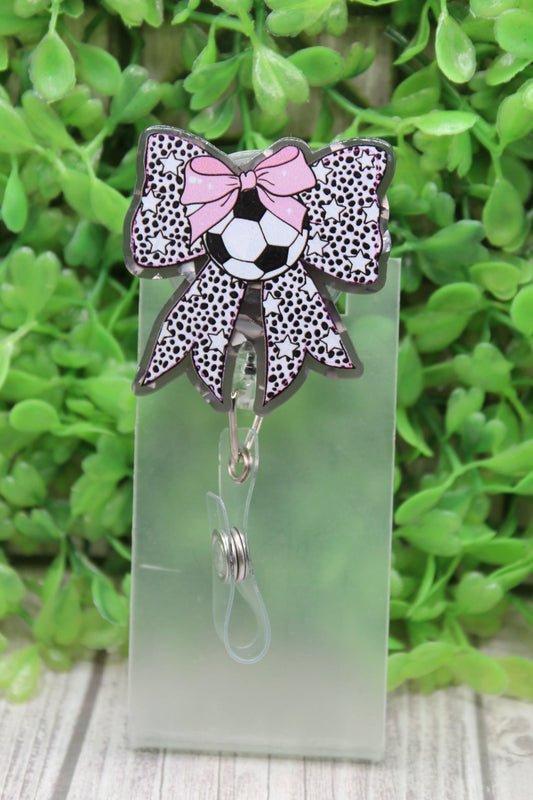 Soccer Bow Badge/ID Holder Reel