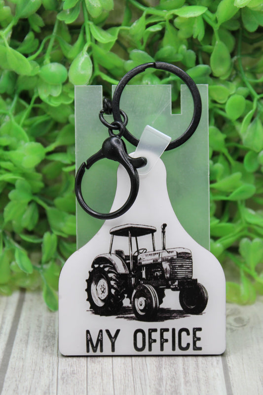 My Office Cow Tag Keychain