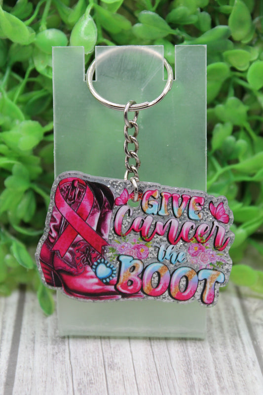 Give Cancer The Boot Acrylic Keychain