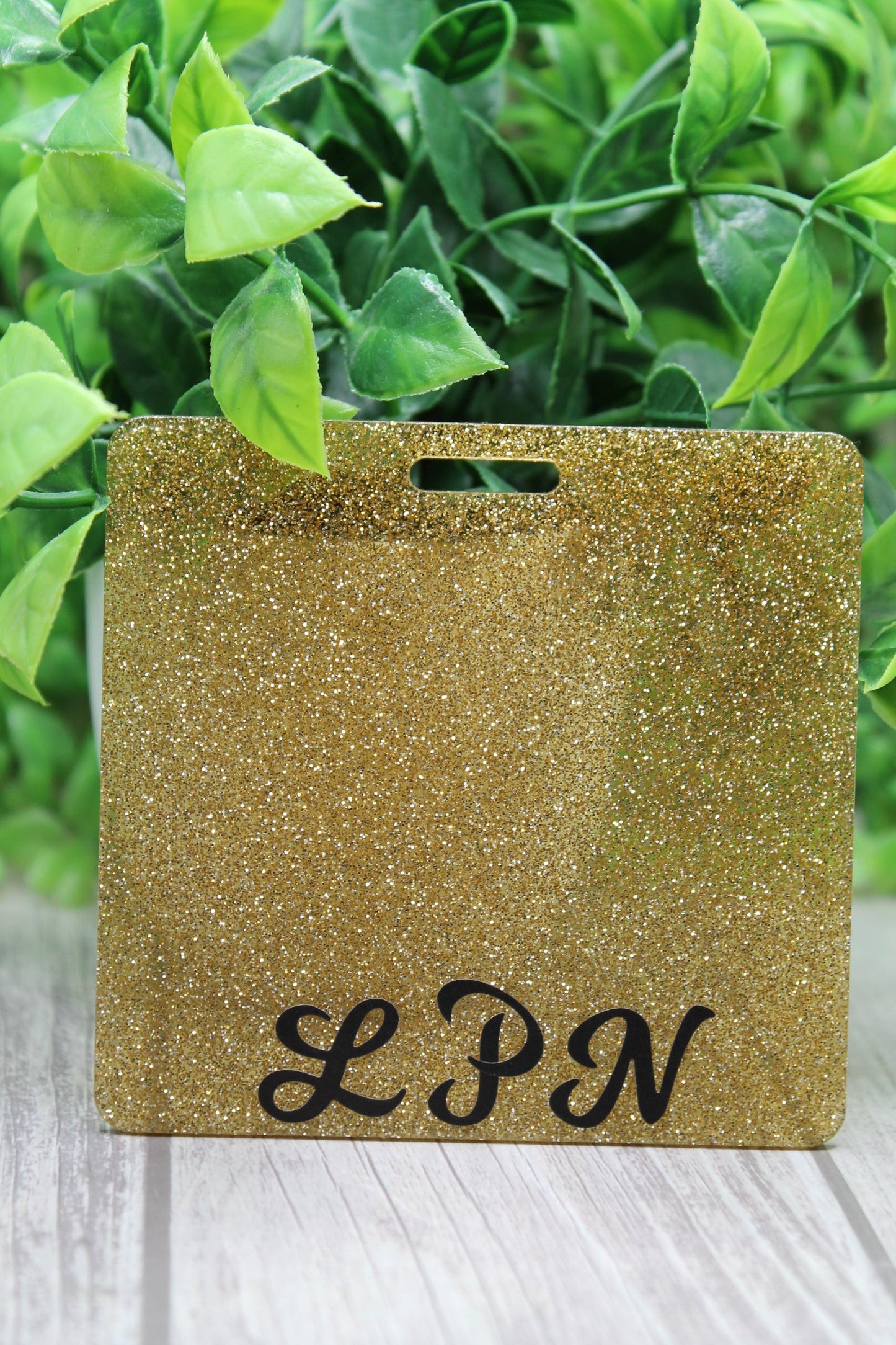 LPN Gold Glitter Square Badge Buddy