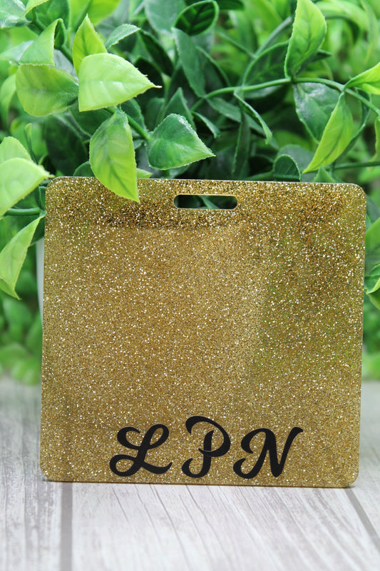 LPN Gold Glitter Square Badge Buddy