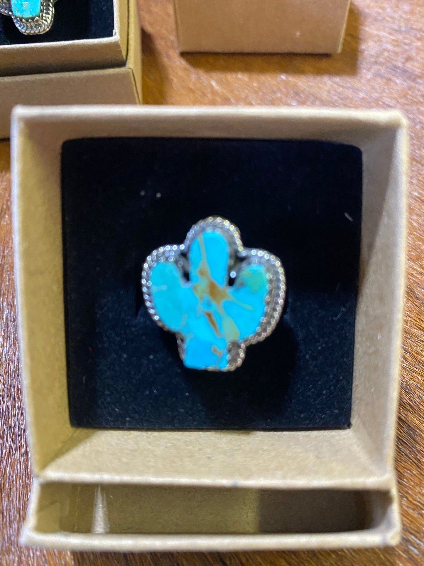 Kingman Turquoise .925 Sterling Silver Cactus Rings