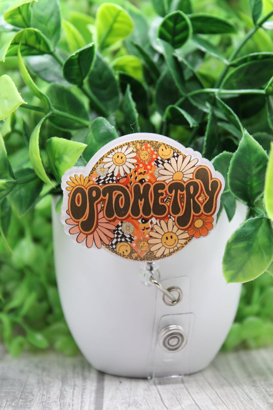 Optometry Floral Badge/ID Holder Reel