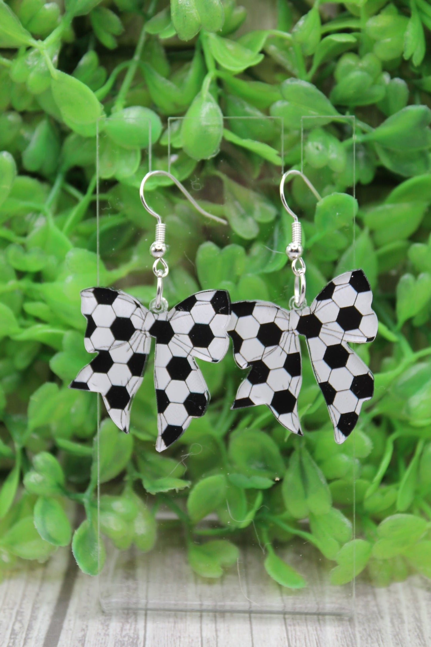Soccer Bow Dangle Earrings