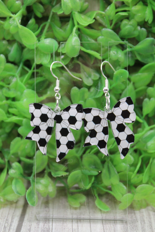Soccer Bow Dangle Earrings