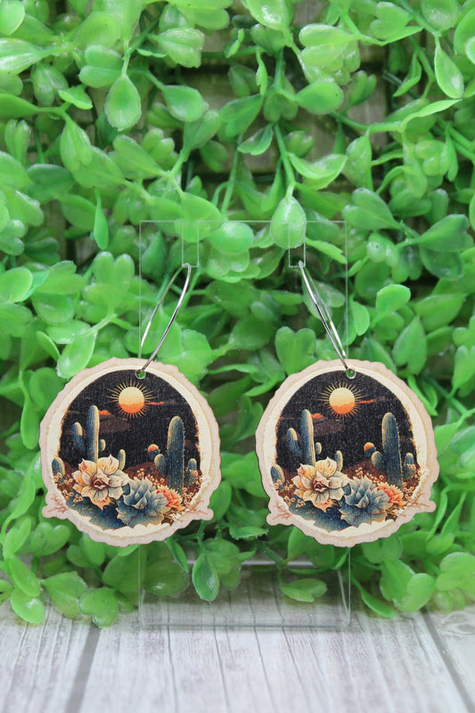 Desert Night Wood Hoop Dangle Earrings