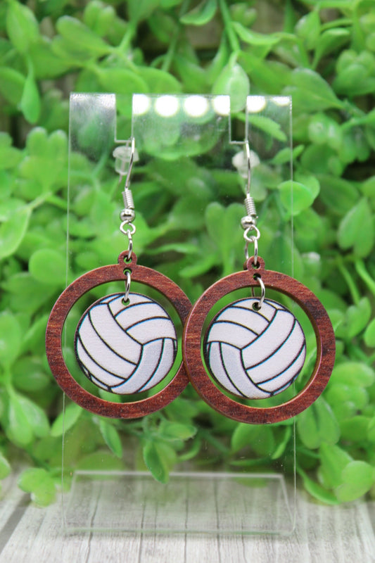 Volleyball Circle Dangle Earrings