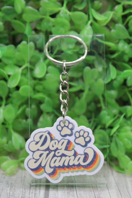 Retro Dog Mama Acrylic Keychain