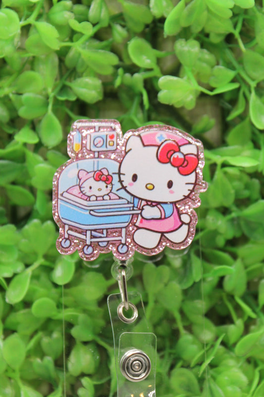 Nursey Nurse Cat Badge/ID Holder Reel