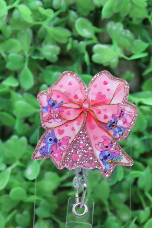 Pink Heart Bow Badge/ID Holder Reel