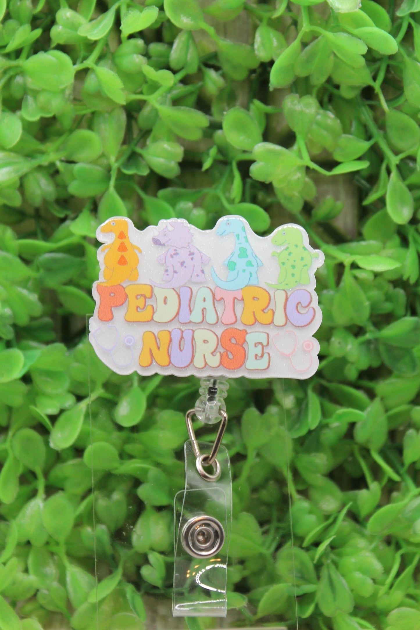 Pediatric Nurse Dinos Badge/ID Holder Reel