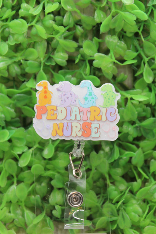 Pediatric Nurse Dinos Badge/ID Holder Reel