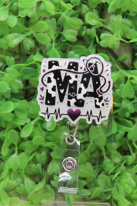 MA Cow Print Heartbeat Badge/ID Holder Reel