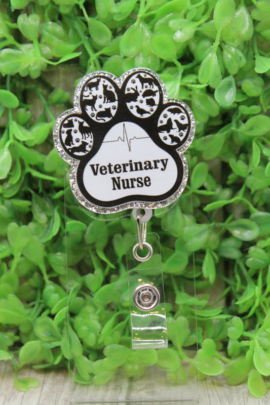 Veterinary Nurse Paw Print Badge/ID Holder Reel