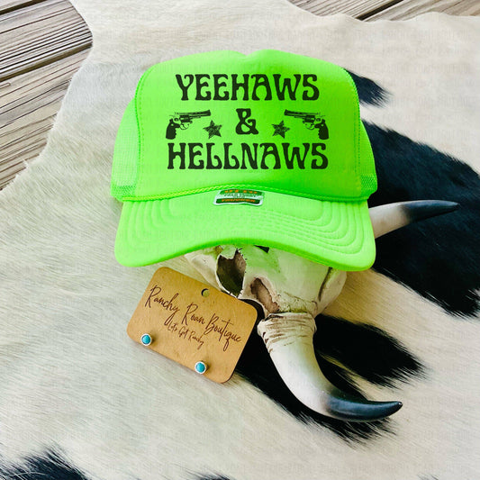 YEEHAWS and HELLNAWS Western Foam Front Trucker Hat