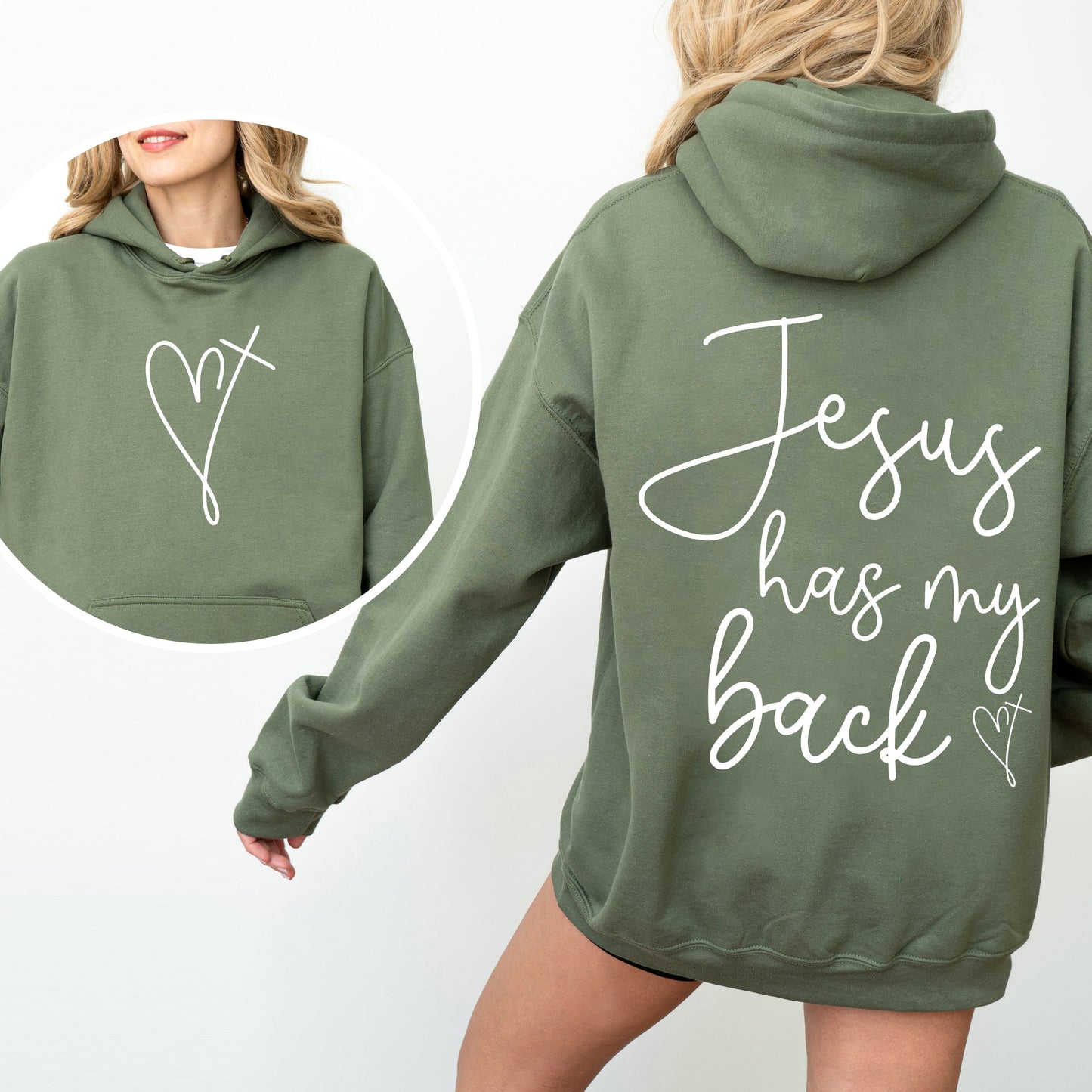 Jesus Has My Back, Religious, Christian, Bible, Faith Hoodie, Hooded Sweatshirt