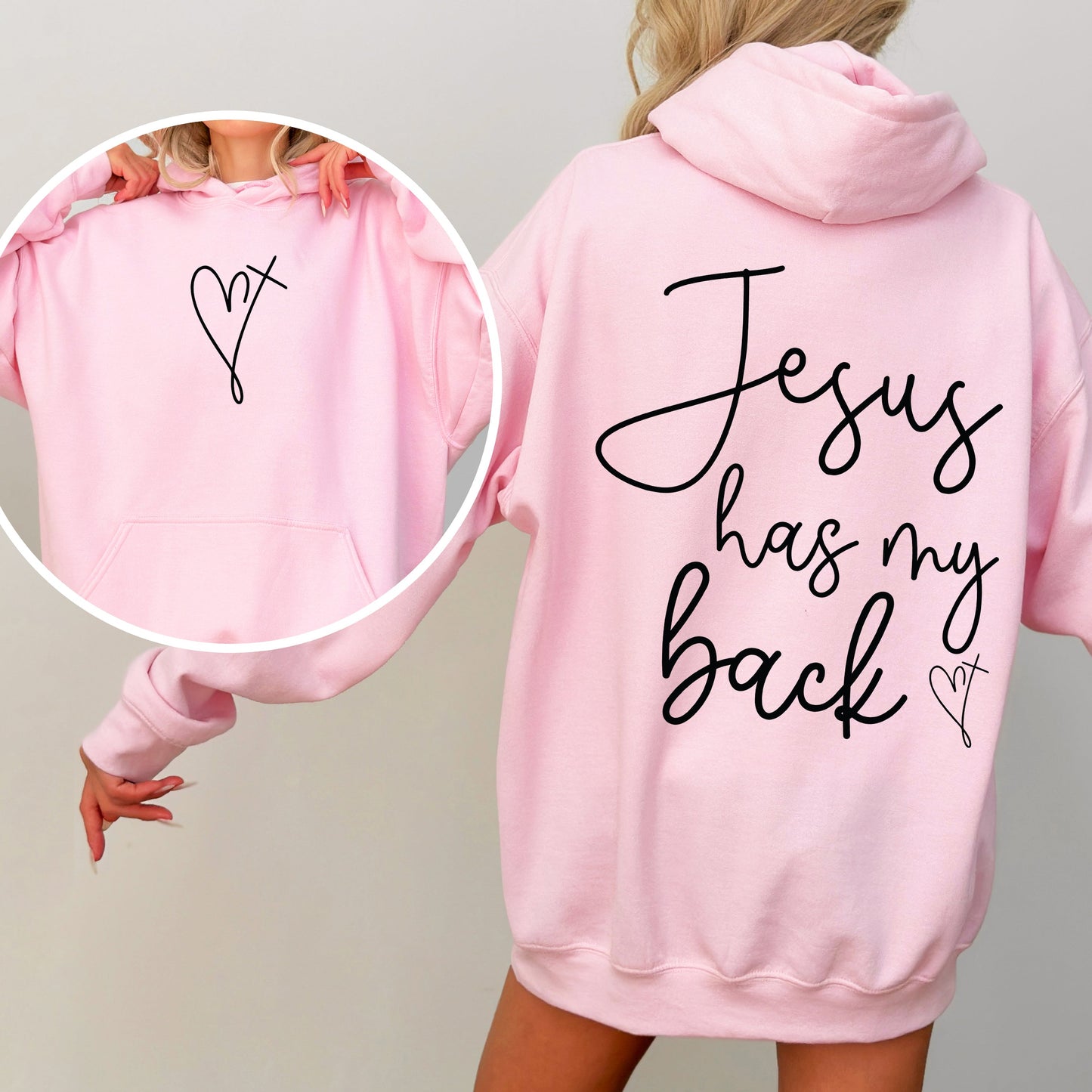 Jesus Has My Back, Religious, Christian, Bible, Faith Hoodie, Hooded Sweatshirt