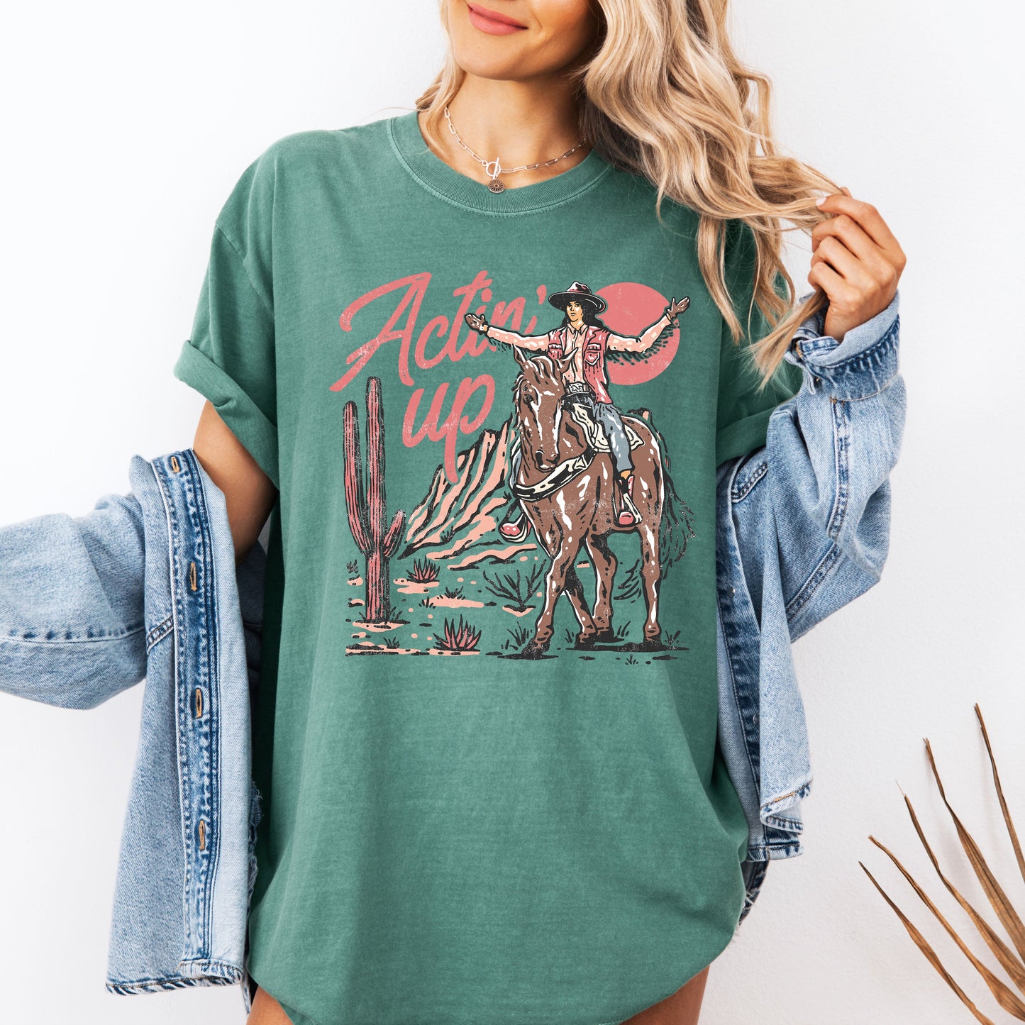 Actin' Up, Cowgirl, Western, Country, Desert, Mother's Day Tshirt Comfort Colors T-Shirt