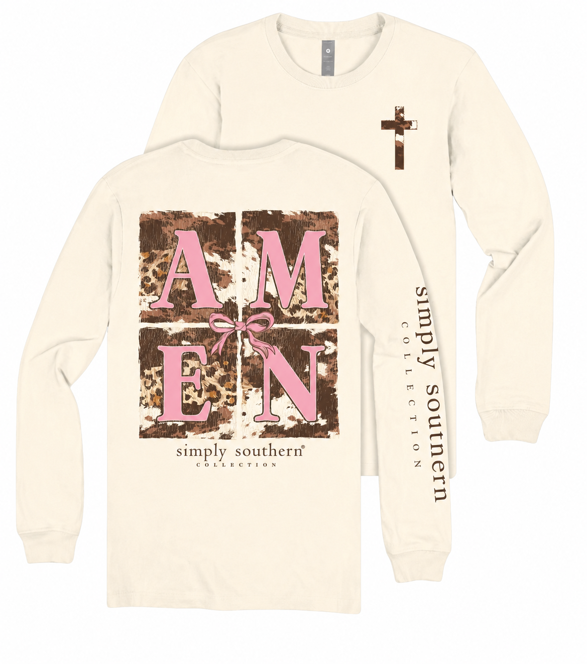 Amen - Cowhide - Cross - Faith - SS - F26 - Adult Long Sleeve