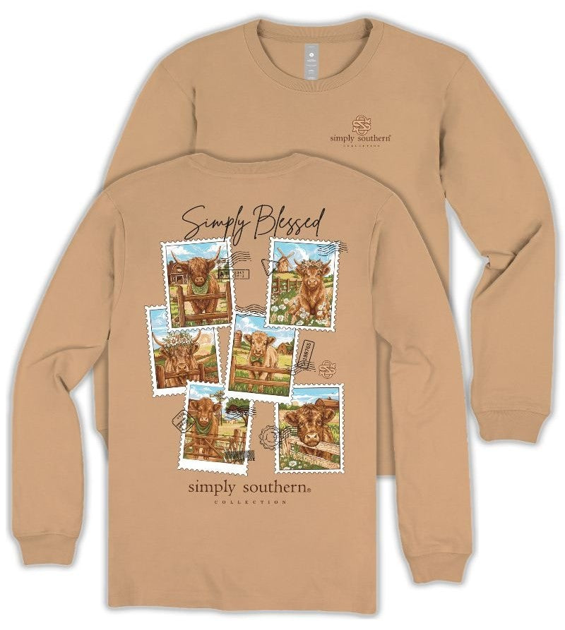 Simply Blessed - Highlander - Cow - SS - F26 - YOUTH Long Sleeve