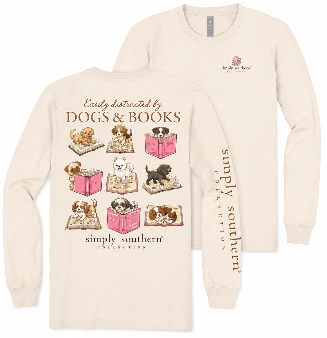 Easily Distracted By Dogs & Books - SS - F26 - Adult Long Sleeve