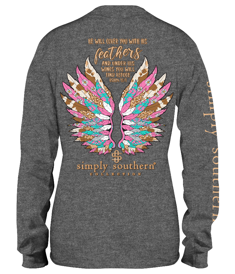 He Will Cover You With His Feathers - Wings - SS - Adult Long Sleeve