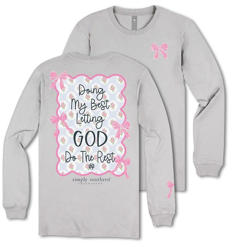 Doing My Best Letting God Do The Rest - Pink Bows - SS - F25 - YOUTH Long Sleeve