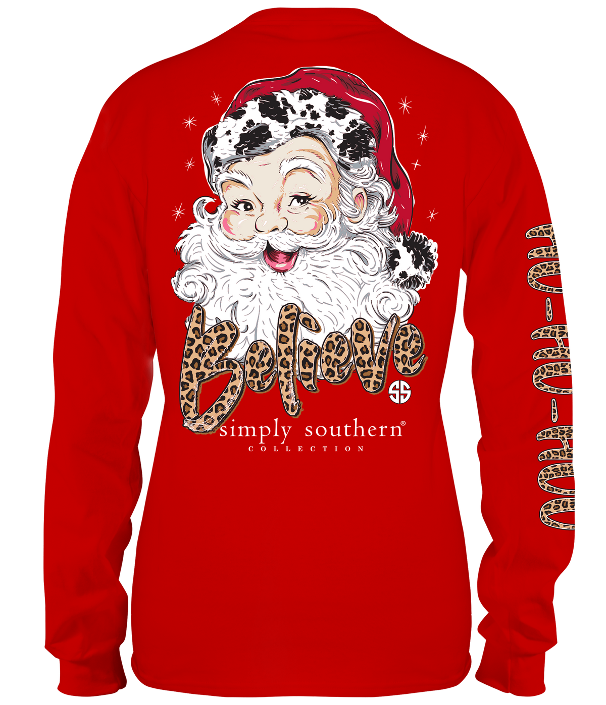 Santa Believe - Cow Print - SS - Adult Long Sleeve