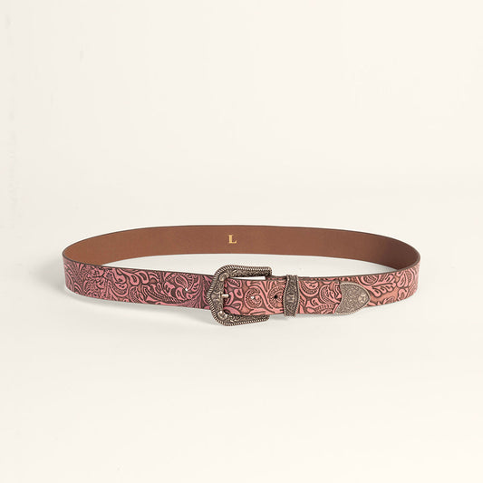 Loyal West Sophia Belt-Pink Floral Leather