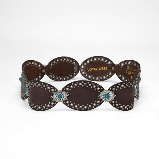 Loyal West Alta Buena Leather Belt In Calfskin-DARK BROWN