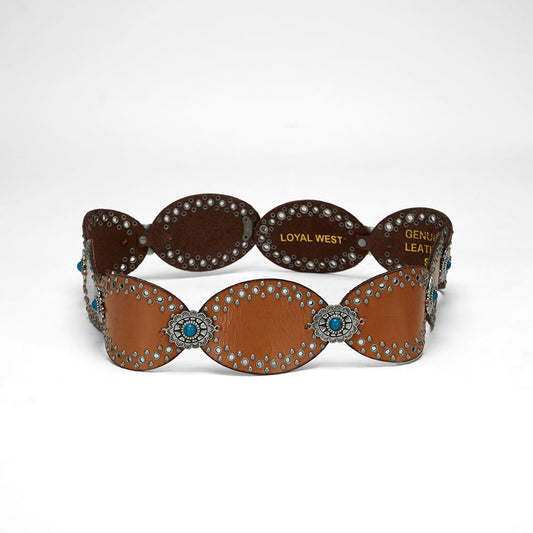 Loyal West Alta Buena Leather Belt In Calfskin-BROWN