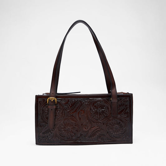 Loyal West MIVVA HANDTOOLED MINI BAG - BRUNETTE LEATHER