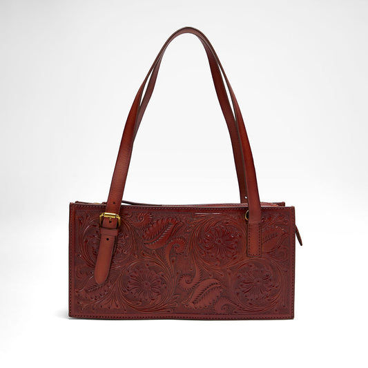 Loyal West MIVVA HANDTOOLED MINI BAG - SOFT WALNUT LEATHER