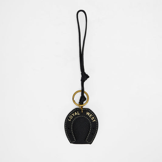 Loyal West HORSE SHOE BAG CHARM IN CALF LEATHER - BLACK