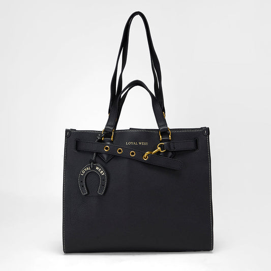 Loyal West STANDARD MEDIUM TOTE BAG IN CALFSKIN - BLACK