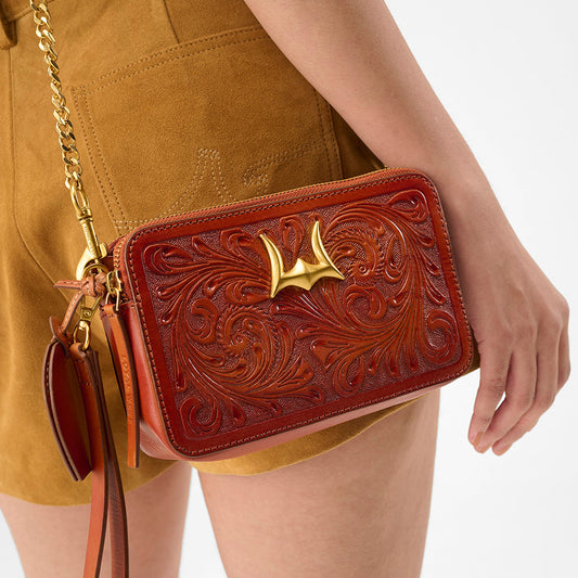 Loyal West SHELL MINI PURSE IN HANDTOOLED LEATHER