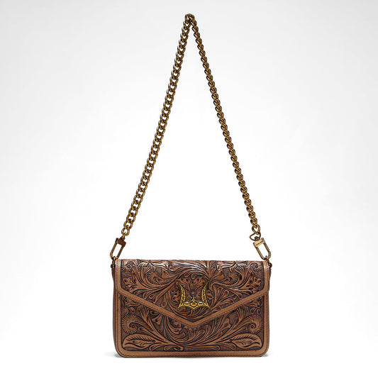 Loyal West The LW On The Go Mini Chain Bag- In Handtooled Leather
