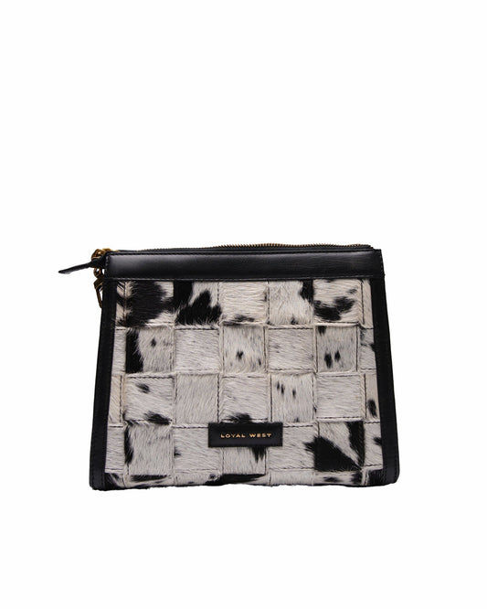 Loyal West SCRAPPY MEDIUM CHAIN BAG IN COWHIDE AND BLACK CALFSKIN
