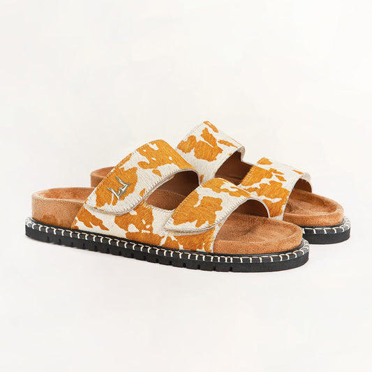 Loyal West Deen Canyon Sandals - Brown And White Cowhide