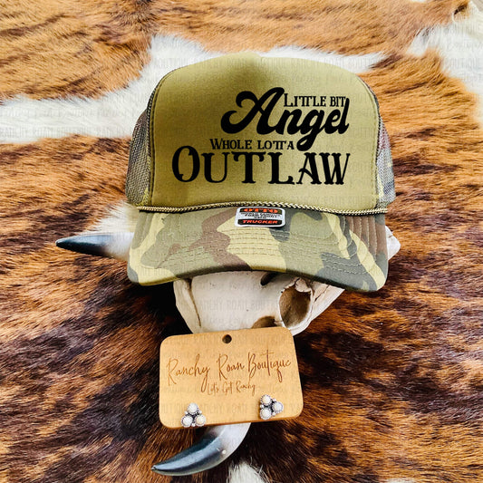 Little Bit Angel,Whole Lotta Outlaw Western Trucker Hat