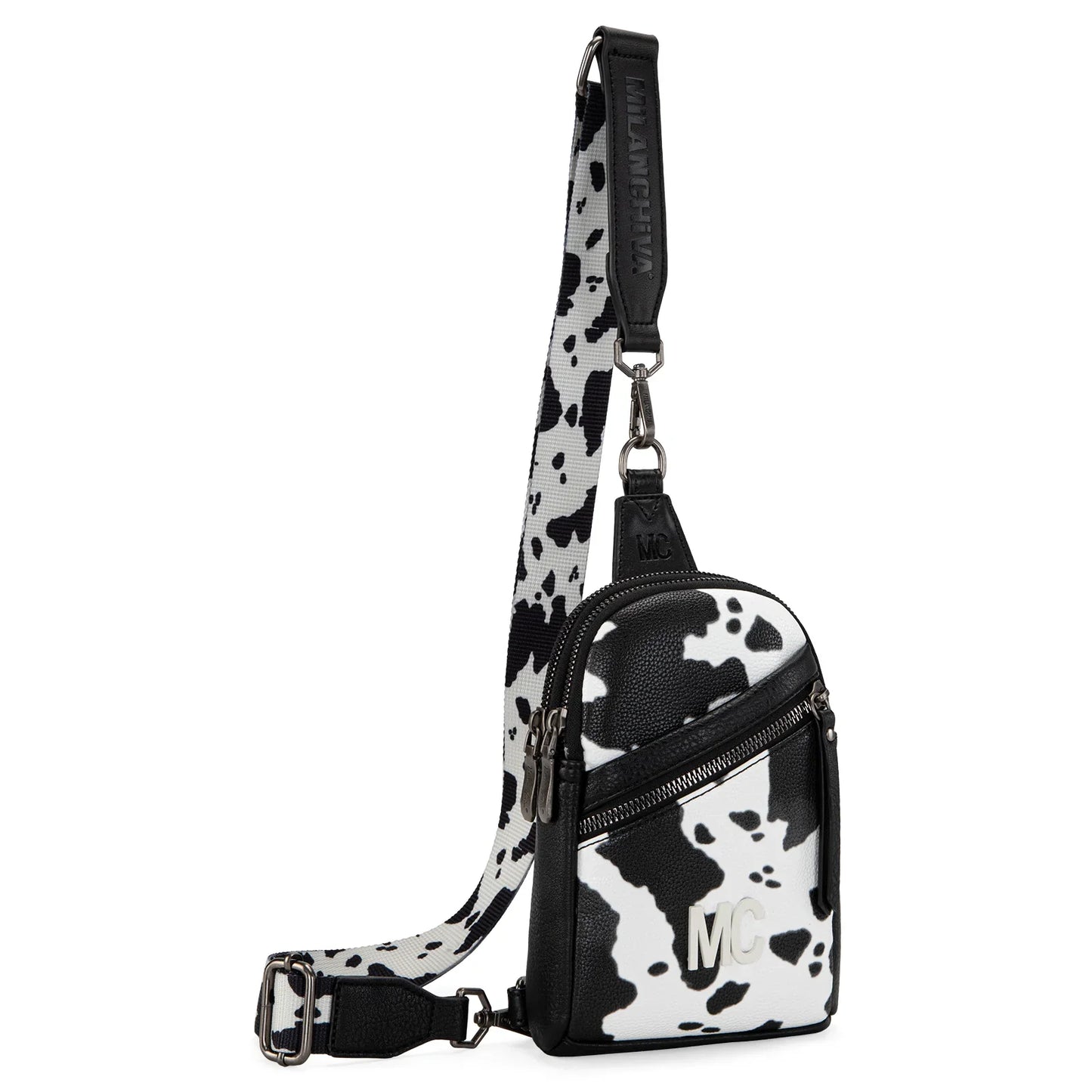 Montana West Milan Chiva Black Cow Print Sling Bag – Style MC-3354BK