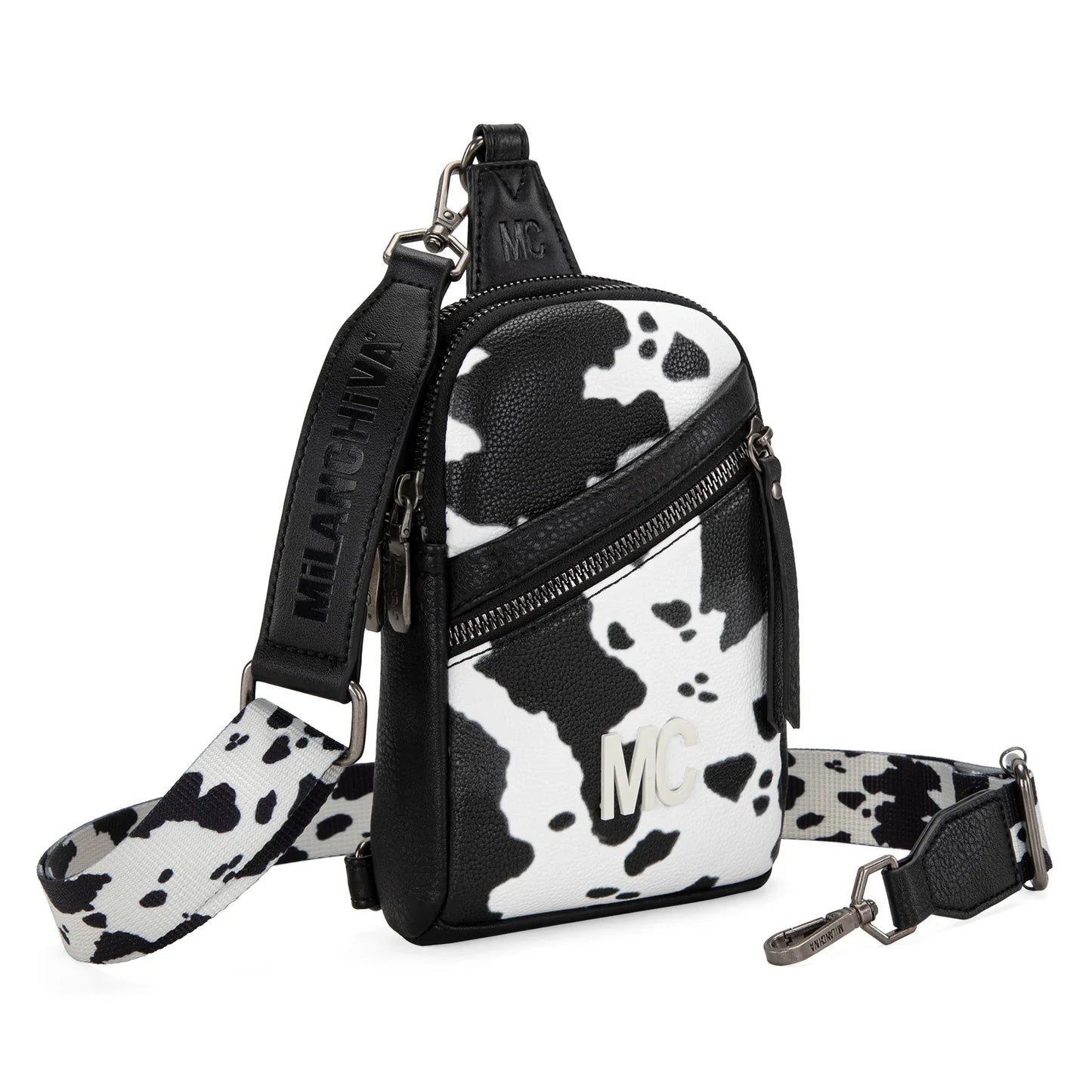 Montana West Milan Chiva Black Cow Print Sling Bag – Style MC-3354BK