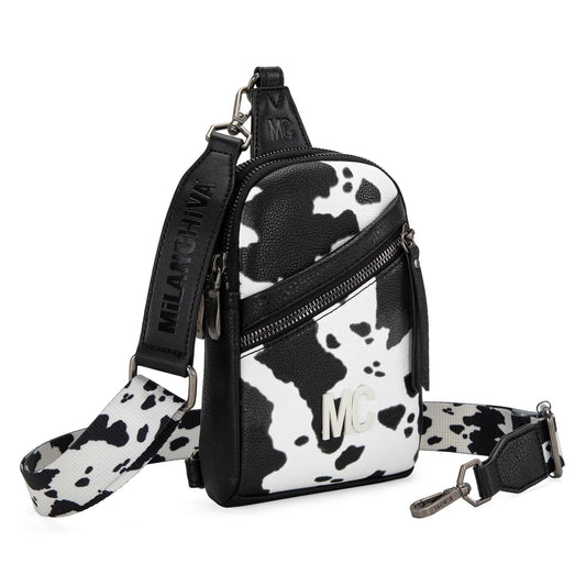 Montana West Milan Chiva Black Cow Print Sling Bag – Style MC-3354BK