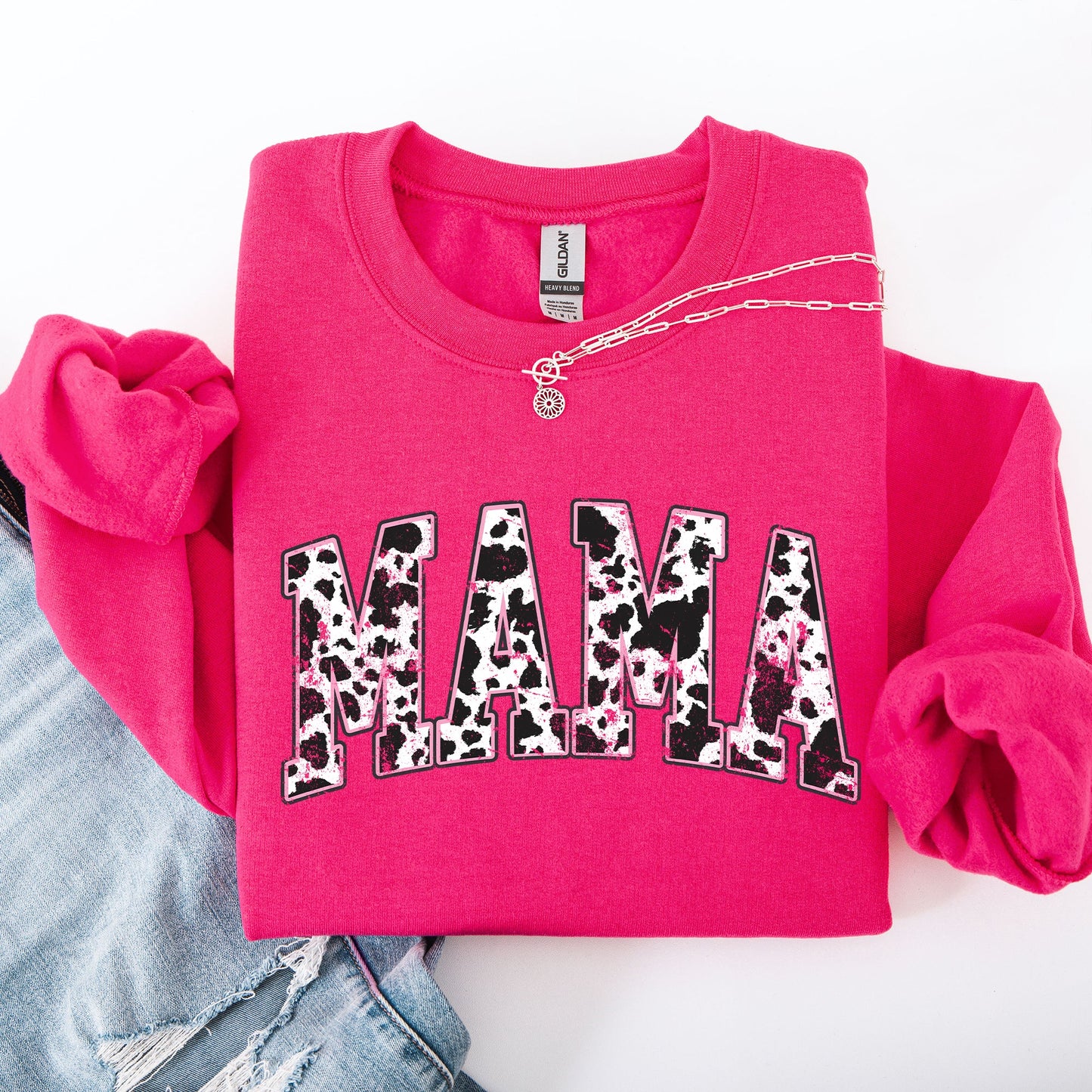 Mama Cow Print, Vintage, Western, Country, Farm, Cowboy, Cowgirl Sweatshirt