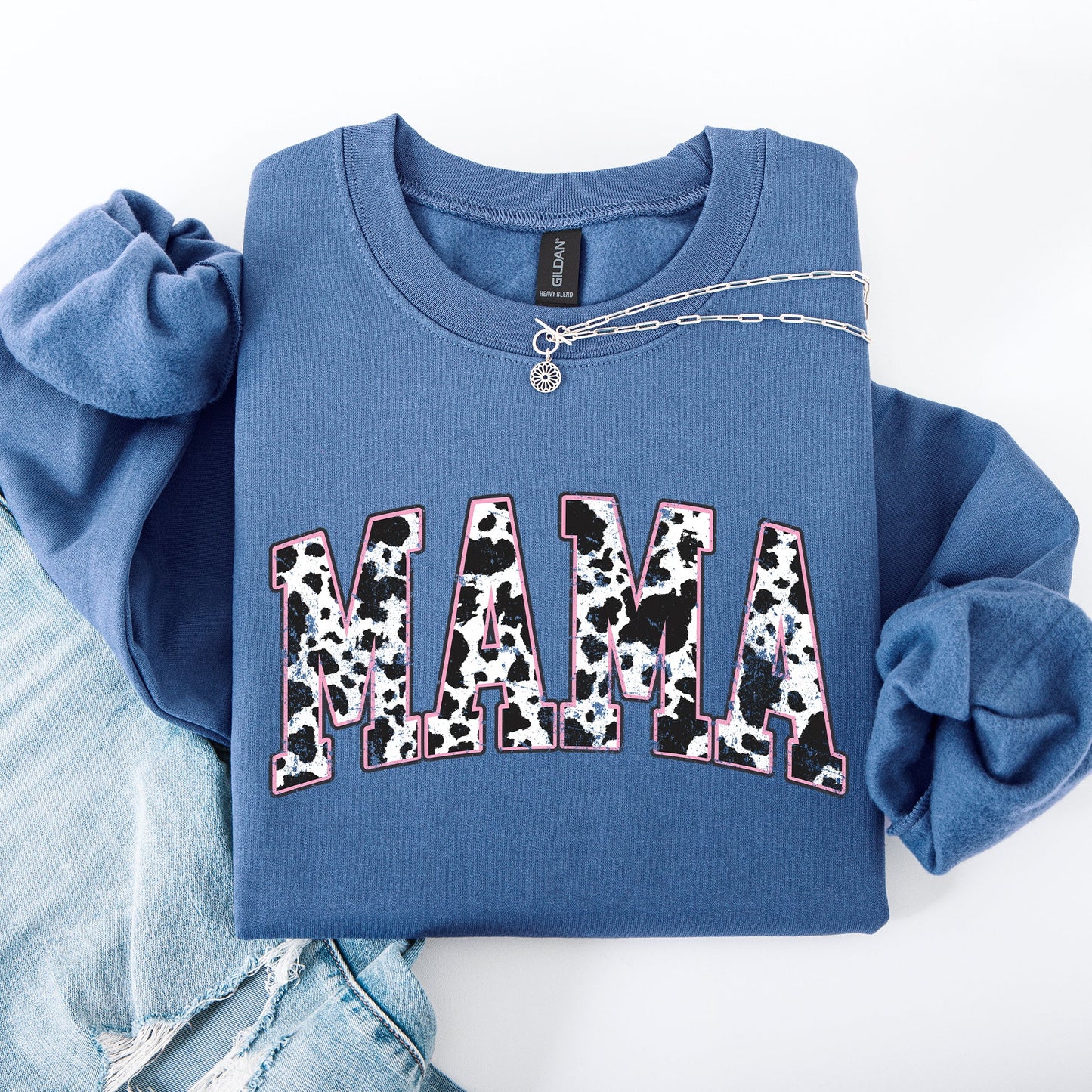 Mama Cow Print, Vintage, Western, Country, Farm, Cowboy, Cowgirl Sweatshirt