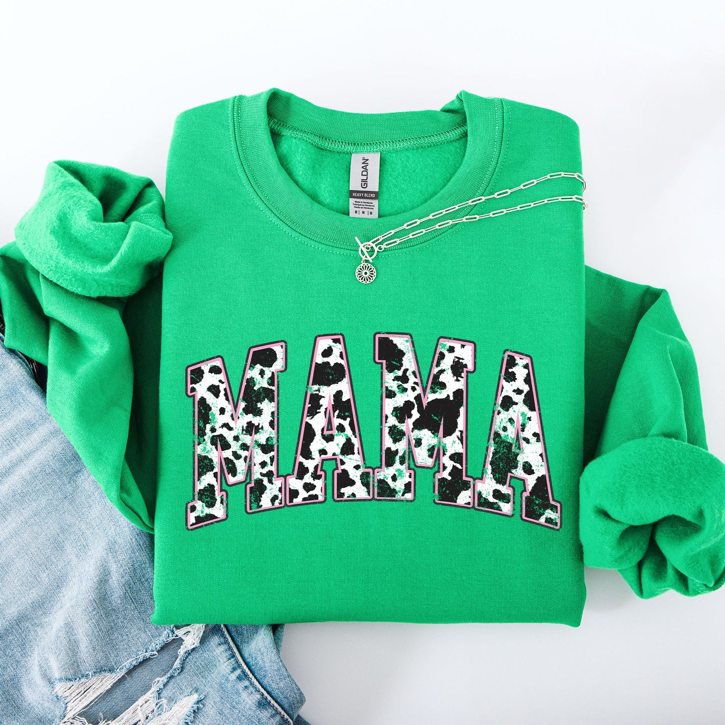 Mama Cow Print, Vintage, Western, Country, Farm, Cowboy, Cowgirl Sweatshirt